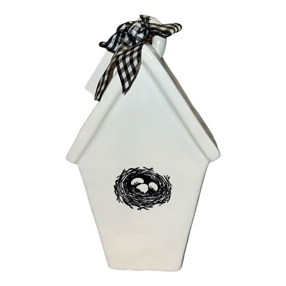 Rae Dunn By Magenta Ceramic KNOCK Slant Roof 2 Sided Birdhouse NWT - Picture 2 of 6